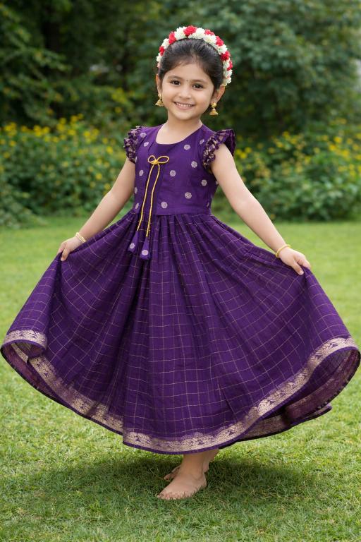 Prasanti Purple Coat-Gown Viscose Surat kids fashion suppliers